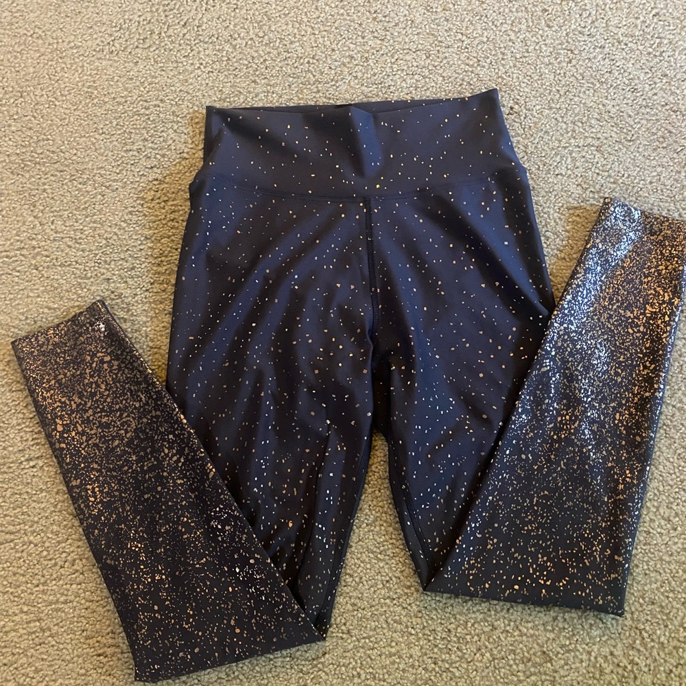Like New Peloton Blue and Gold Show Up Leggings with High Waist